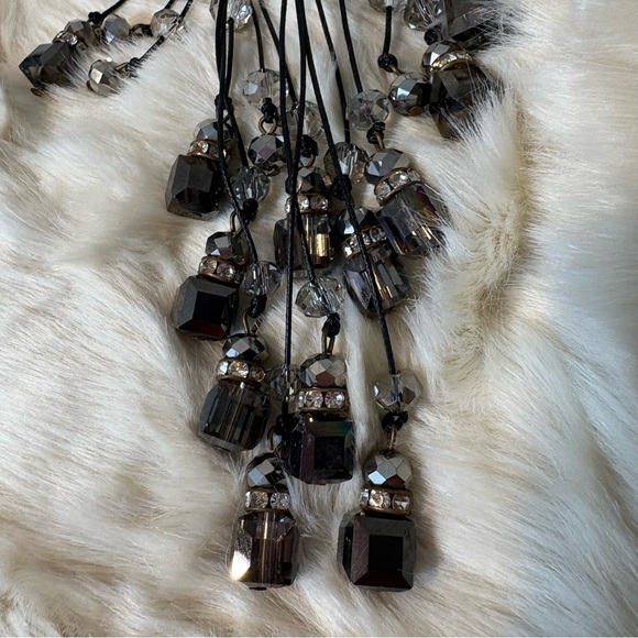 SAACHI Corded Dangle Rhinestone Crystal Statement Necklace - Picture 4 of 7